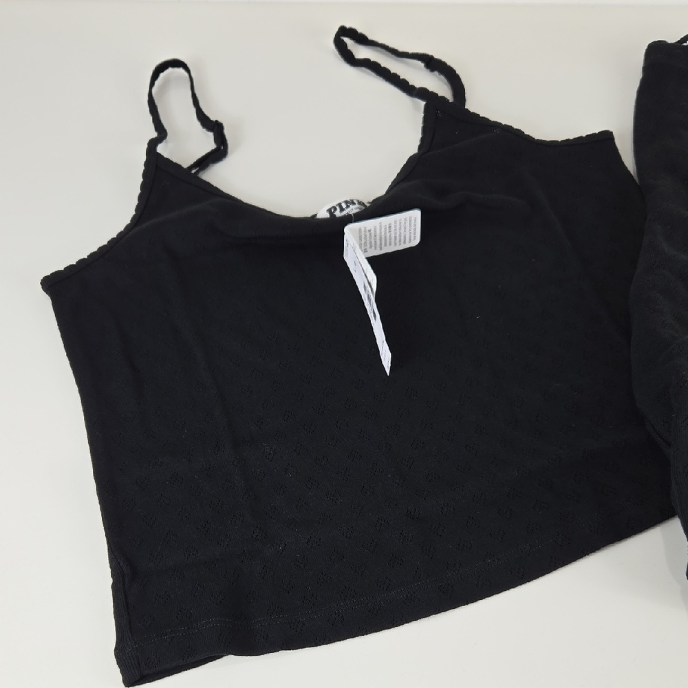 Victoria’s Secret Cotton Heart Pointelle Pajama Set Black LG - Picture 5 of 16